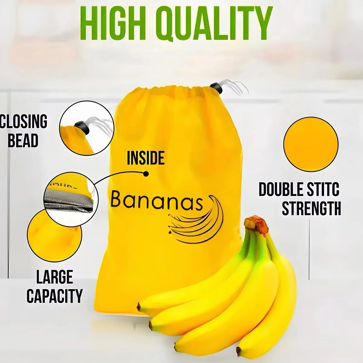 Reusable Banana Storage Bags  Insulated FreshKeeping Drawstring Pouch For Fruit And Vegetables Dura 1