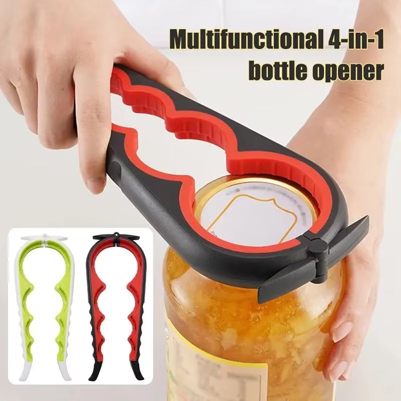 4in1 MultiFunction Can Opener  Easy Grip Bottle Cap Twister And AntiSlip Handle Opener For Cans And 1