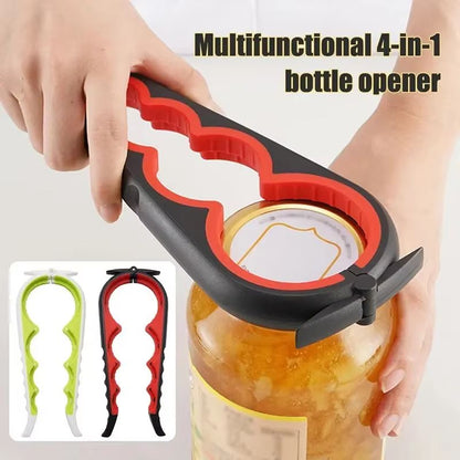 4in1 MultiFunction Can Opener  Easy Grip Bottle Cap Twister And AntiSlip Handle Opener For Cans And 1