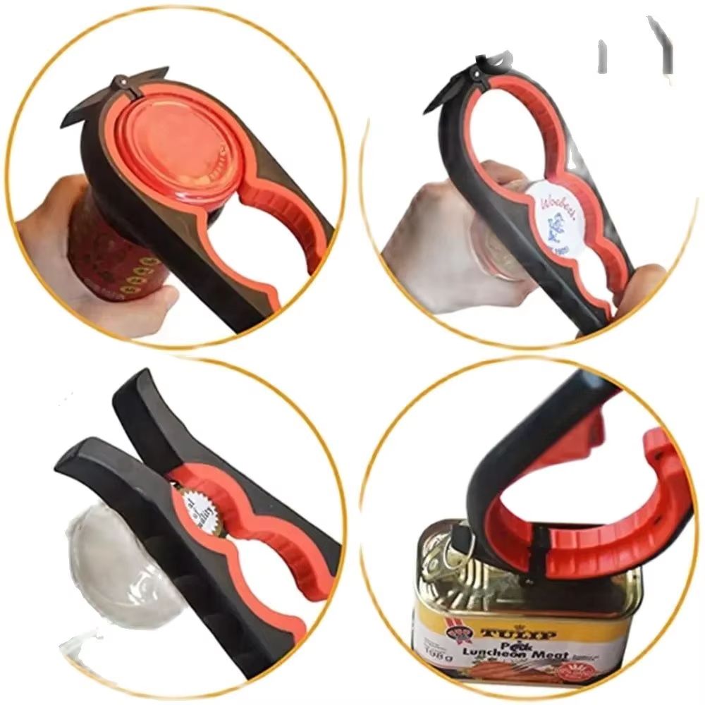 4in1 MultiFunction Can Opener  Easy Grip Bottle Cap Twister And AntiSlip Handle Opener For Cans And 2
