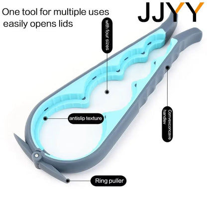 4in1 MultiFunction Can Opener  Easy Grip Bottle Cap Twister And AntiSlip Handle Opener For Cans And 4