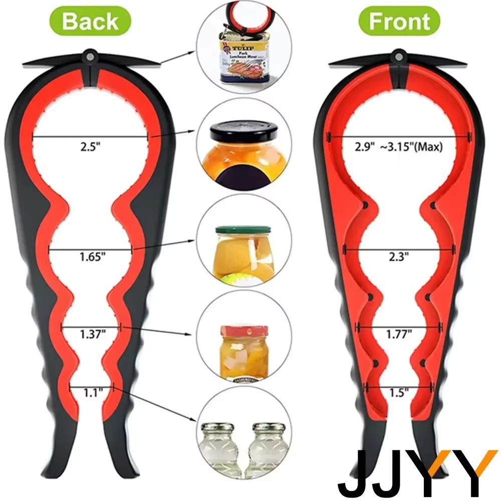 4in1 MultiFunction Can Opener  Easy Grip Bottle Cap Twister And AntiSlip Handle Opener For Cans And 5
