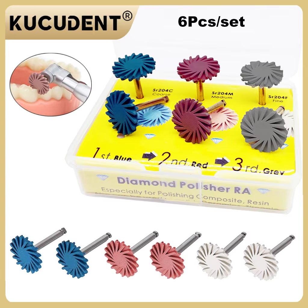 Dental Composite Resin Polishing Discs and Rubber Polishers 6 Piece Set for Professional Finishing and Smooth Restoratio