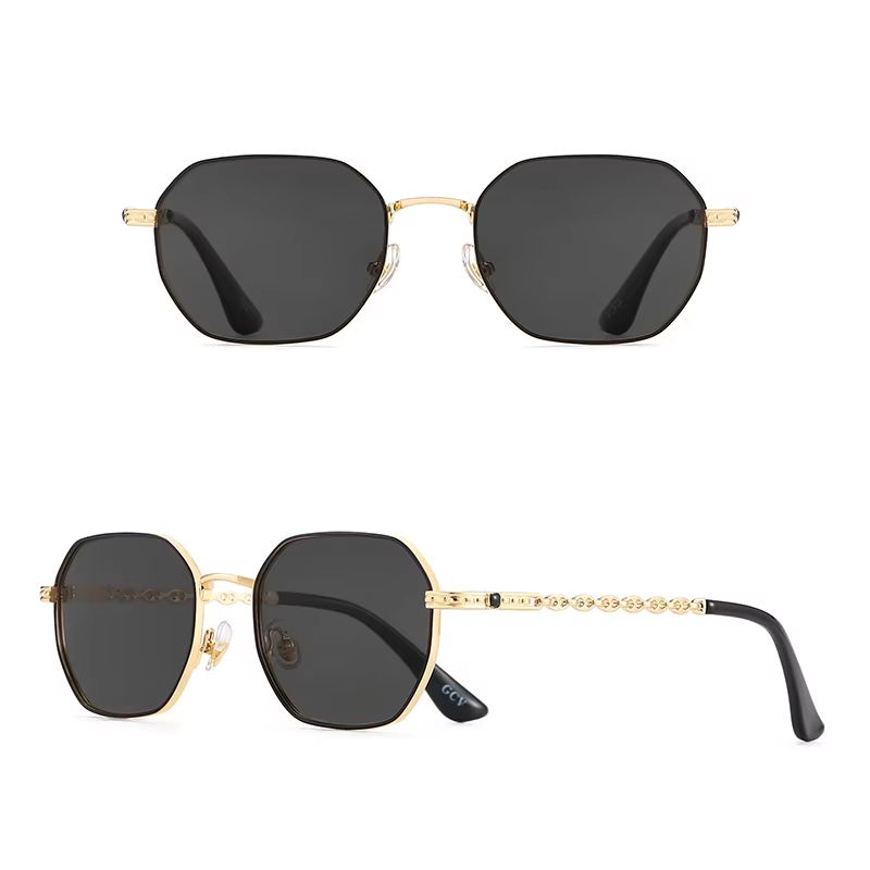 GCV Retro Womens Rectangular Metal Frame Sunglasses With Polaroid Lenses 2