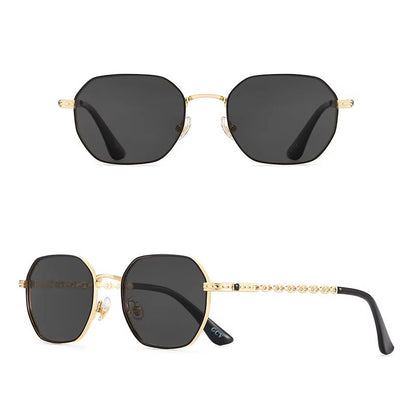 GCV Retro Womens Rectangular Metal Frame Sunglasses With Polaroid Lenses 2