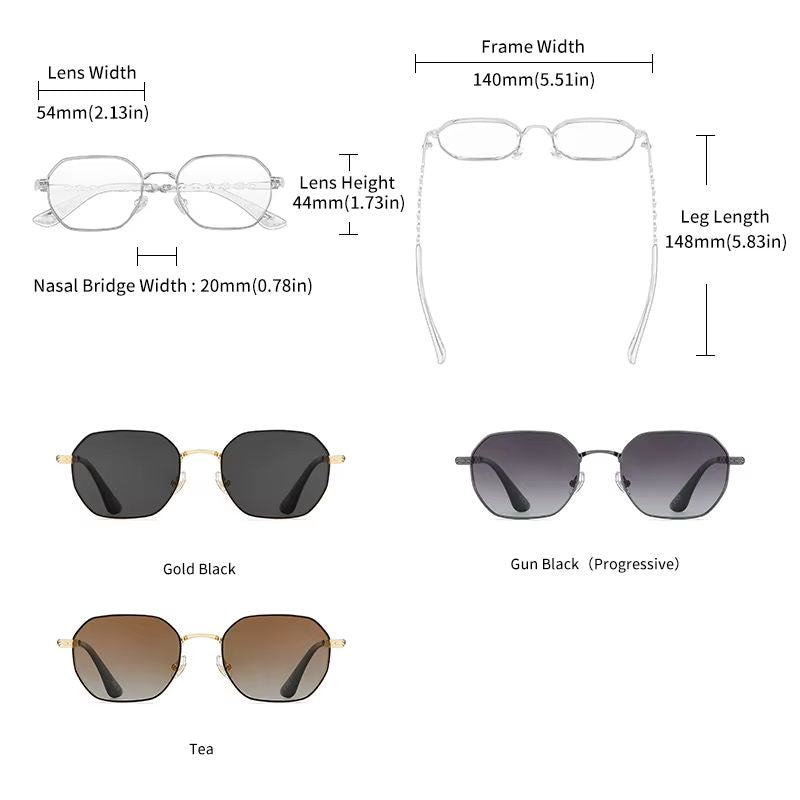 GCV Retro Womens Rectangular Metal Frame Sunglasses With Polaroid Lenses 4