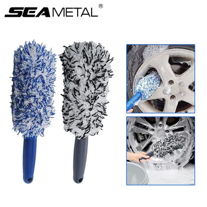 SEAMETAL Car Wheel Tire Rim Cleaning Brush – Portable Plush Hub Detailing Brush for Dust and Dirt Removal