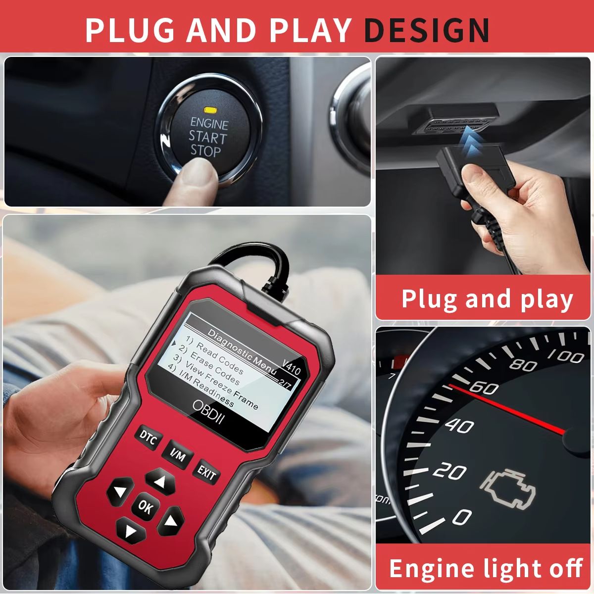 Car OBD2 Scanner Diagnostic Tool  Engine Fault Code Reader For All OBD II Protocol Cars 2