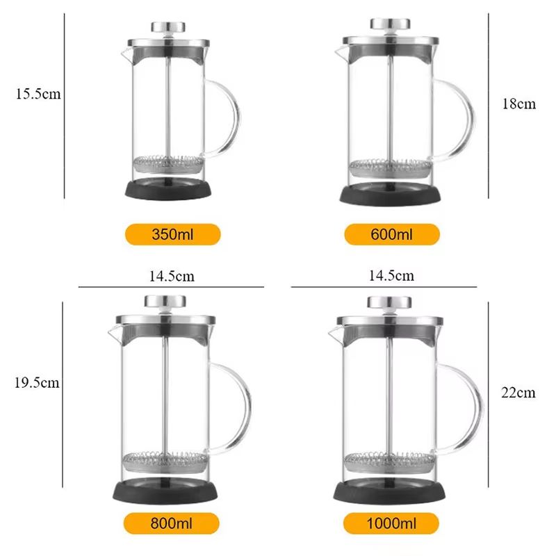 Coffee French Press Pot  High Borosilicate Glass Brew And Tea Maker With Filter 5