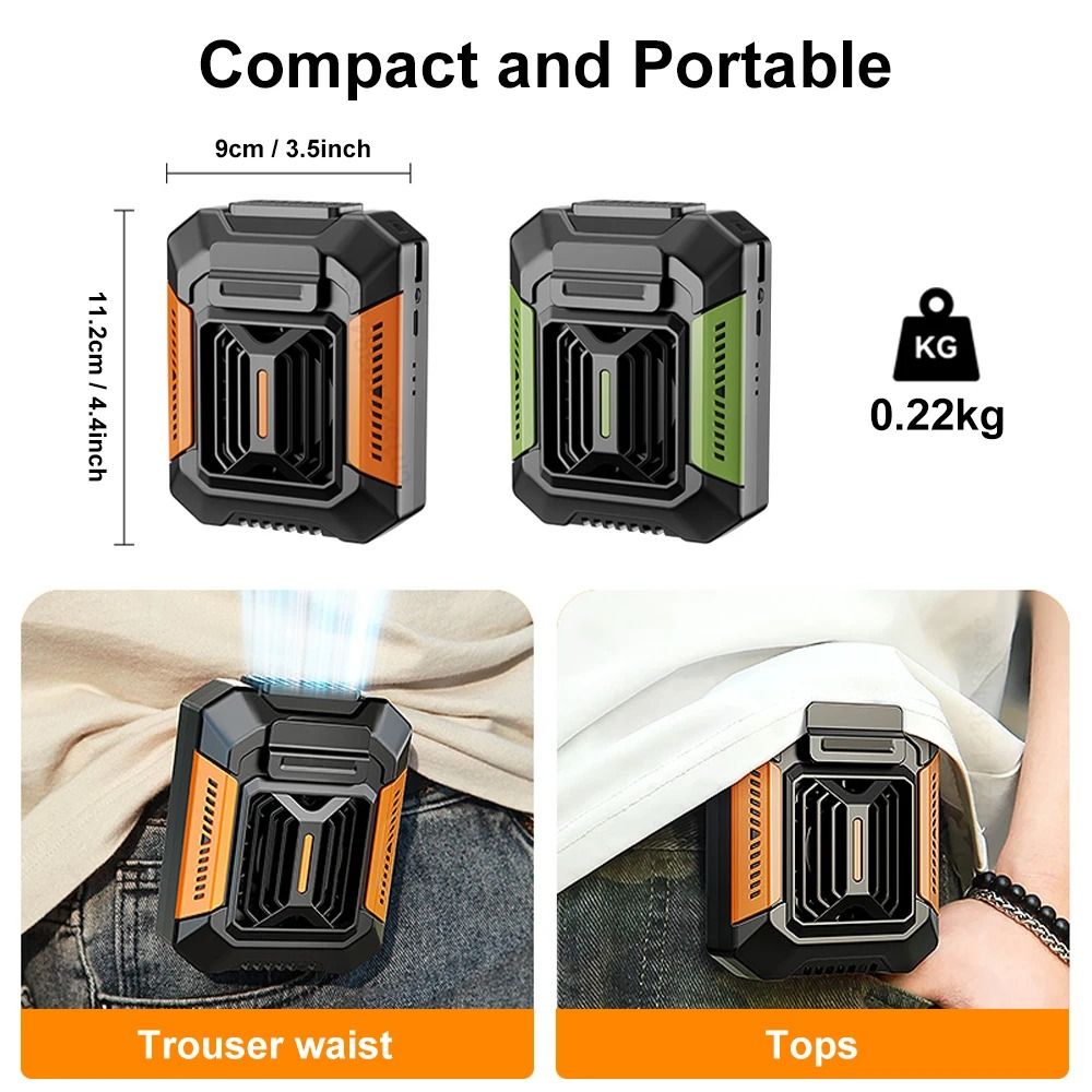 Portable Waist Clip Fan With USB Rechargeable Power Bank And LED Light 1