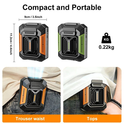Portable Waist Clip Fan With USB Rechargeable Power Bank And LED Light 1