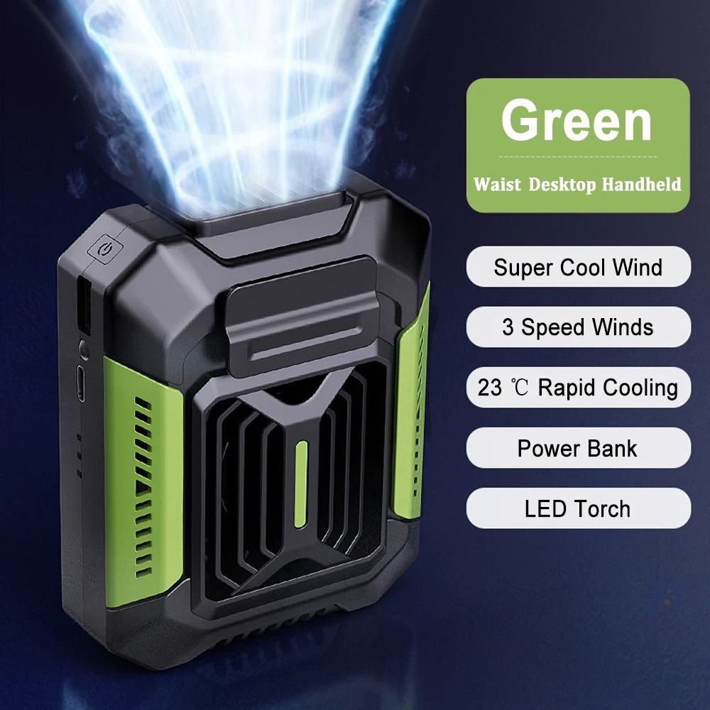 Portable Waist Clip Fan With USB Rechargeable Power Bank And LED Light 6