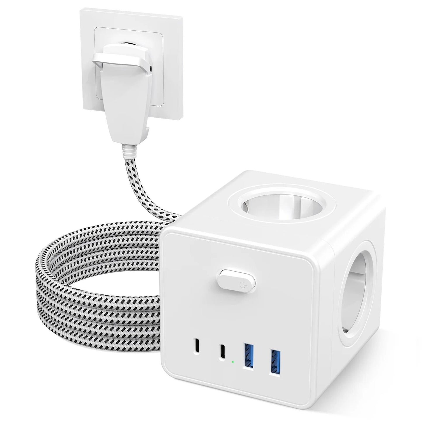 4000 W EU Power Strip with USB and Type C Ports