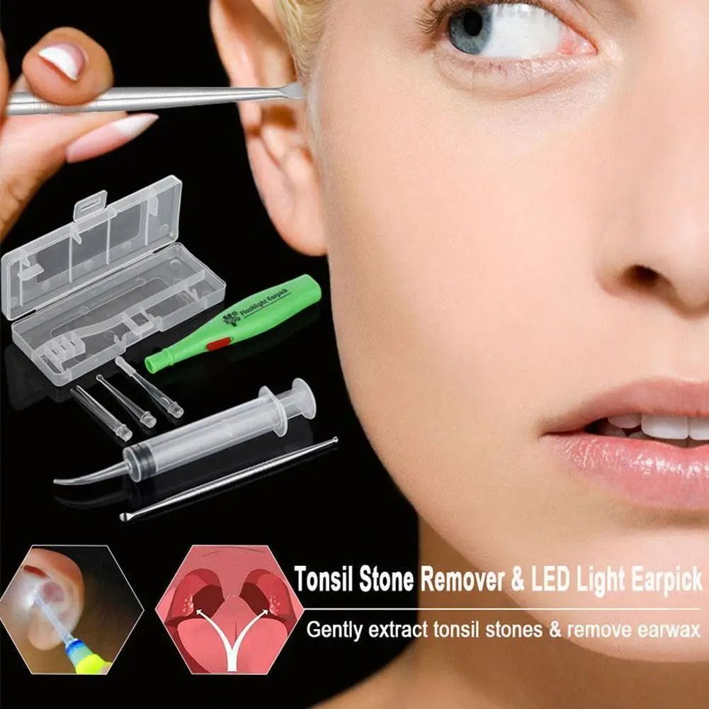 Tonsil Stone And Earwax Remover Tool Set With LED Light And Irrigator 1