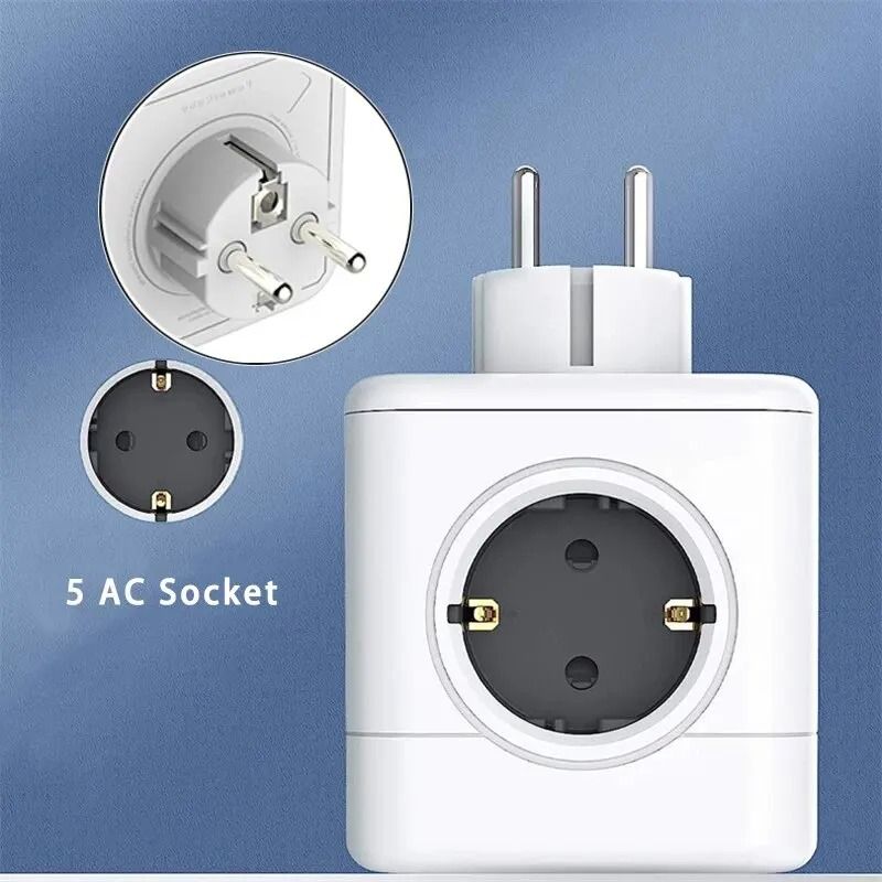 EU Power Strip Cube with 5 AC Outlets