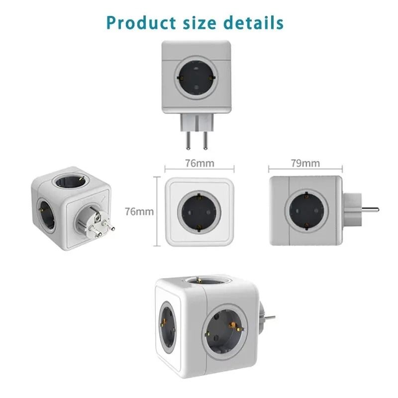 EU Power Strip Cube With 5 AC Outlets 1