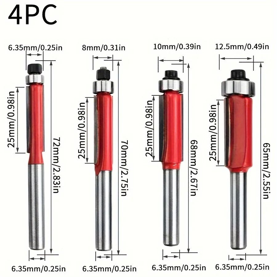 Premium 4 Piece Woodworking Router Bit Set For Smooth Cutting And Detailing 1