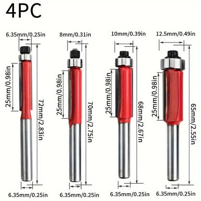Premium 4 Piece Woodworking Router Bit Set For Smooth Cutting And Detailing 1
