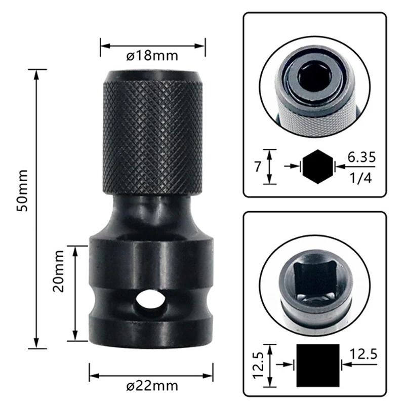 Quick Release 12 Inch Drive To 14 Inch Hex Female Socket Adapter Converter For Impact And Ratchet W 1