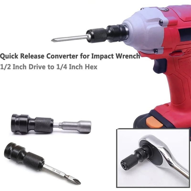 Quick Release 12 Inch Drive To 14 Inch Hex Female Socket Adapter Converter For Impact And Ratchet W 4