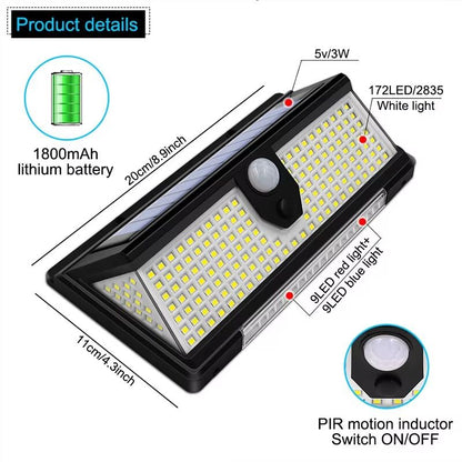 190 LED Solar Motion Sensor Light  Outdoor Waterproof Wall Lamp With 4 Lighting Modes For Garden Ya 1