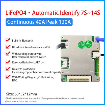 JiaBaiDa Smart BMS 7S14S 20A30A Battery Management System  Automatic Identify LFP NMC 24V 36V 48V P 11