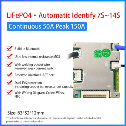 JiaBaiDa Smart BMS 7S14S 20A30A Battery Management System  Automatic Identify LFP NMC 24V 36V 48V P 13
