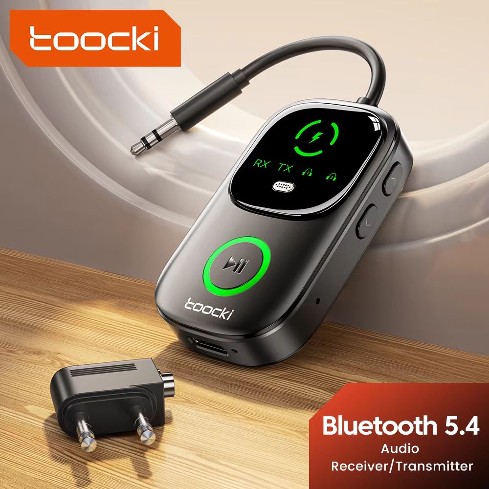 Toocki Bluetooth 5.4 Audio Receiver & Transmitter – 2-in-1 Wireless AUX Adapter for TV, Car, and Earphones