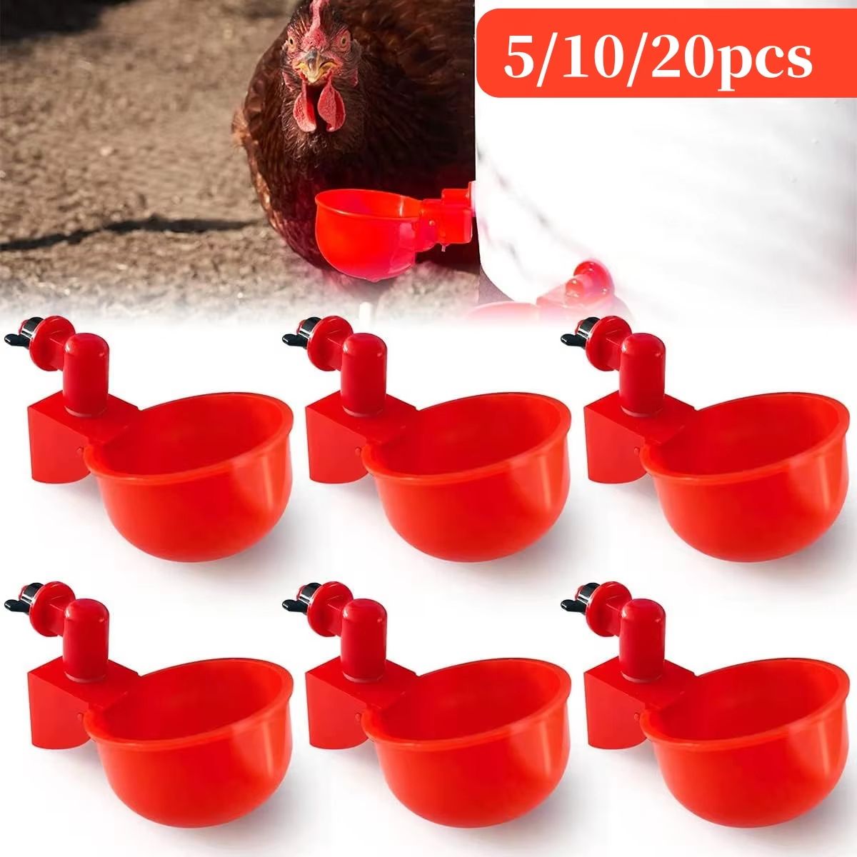 Automatic Poultry Drinking Cups – 5/10/20 Pcs Chicken Waterer Bowls for Hens, Ducks, and Small Birds