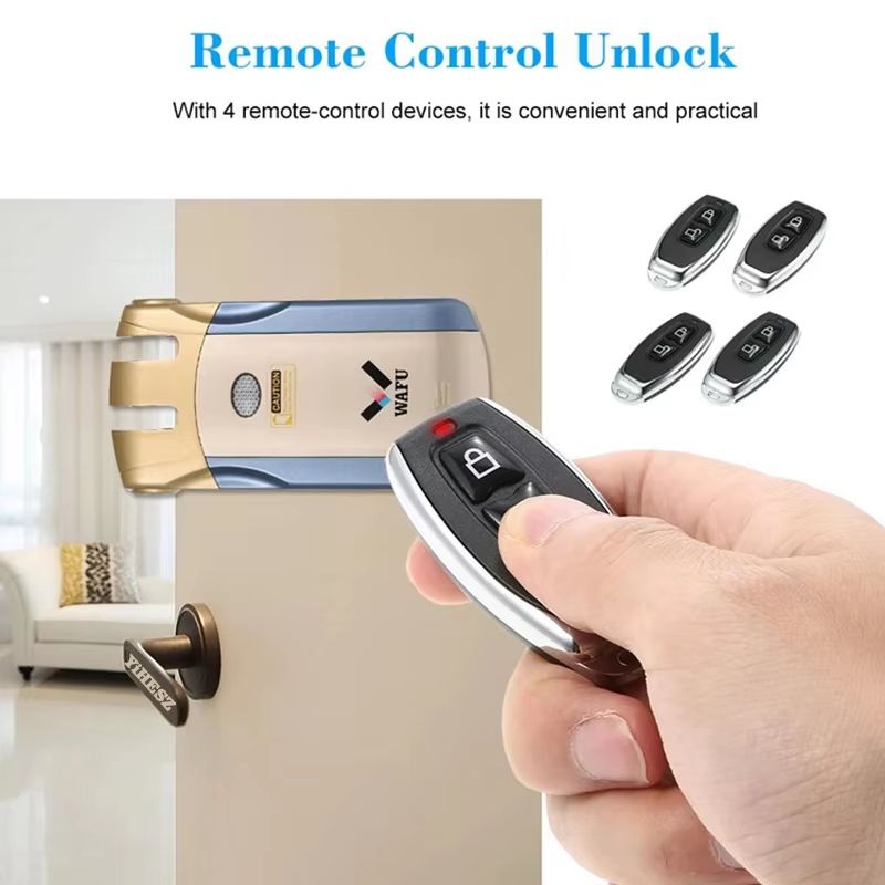 Wafu 019 Invisible Smart Door Lock  433MHz Remote Control Deadbolt With 5 ChromePlated Controllers 4