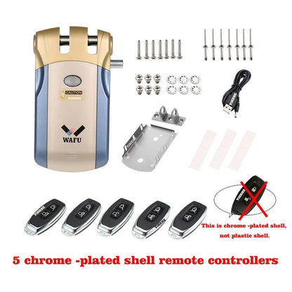Wafu 019 Invisible Smart Door Lock  433MHz Remote Control Deadbolt With 5 ChromePlated Controllers 6