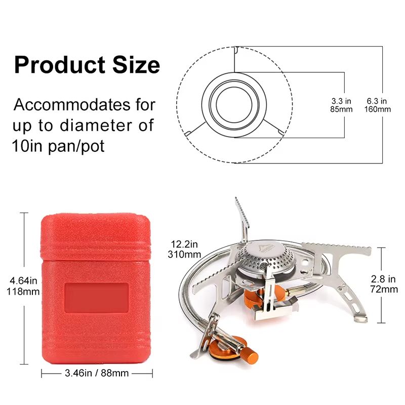 Widesea Outdoor Camping Gas Stove  Portable Strong Flame Burner For Hiking Survival And Picnic Cook 3