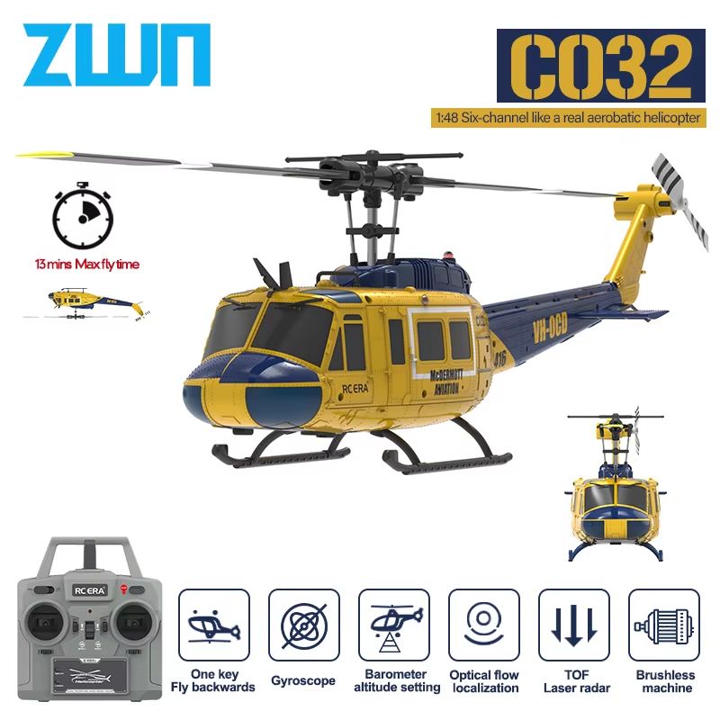 SkyMaster C032 RC Helicopter with Optical Flow & Altitude Hold – 2.4G 6CH Brushless Remote Control Helicopter for Kids &