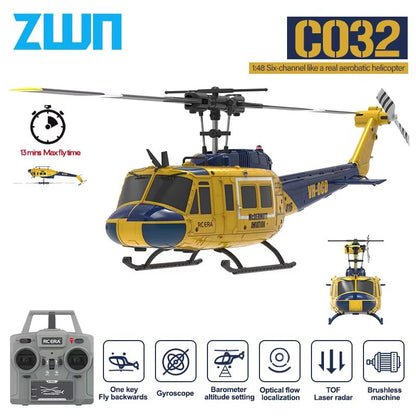 SkyMaster C032 RC Helicopter with Optical Flow & Altitude Hold – 2.4G 6CH Brushless Remote Control Helicopter for Kids &