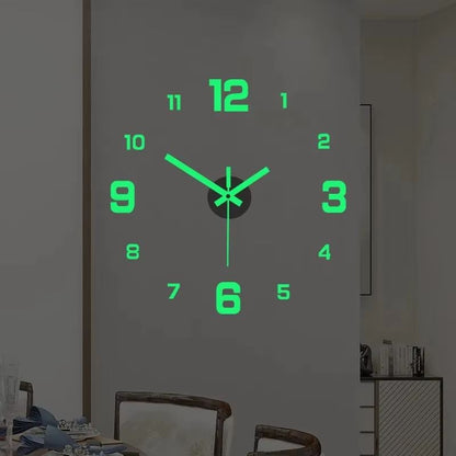 EuraGlow Luminous DIY Wall Clock – Modern Silent 3D Digital Clock with Punch-Free Installation for Home & Office