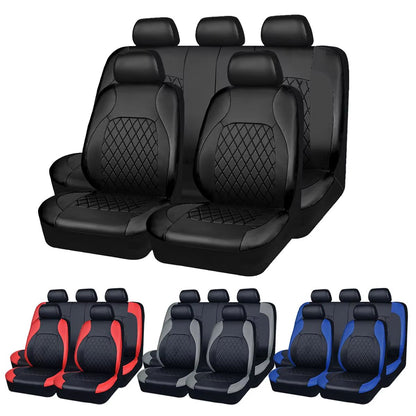 AutoLuxe All-Season PU Leather Car Seat Cover Set – Waterproof Quilted Universal Fit Protector for Sedans, SUVs & Trucks