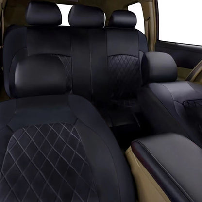 AutoLuxe AllSeason PU Leather Car Seat Cover Set  Waterproof Quilted Universal Fit Protector For Se 3