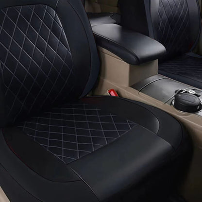 AutoLuxe AllSeason PU Leather Car Seat Cover Set  Waterproof Quilted Universal Fit Protector For Se 5