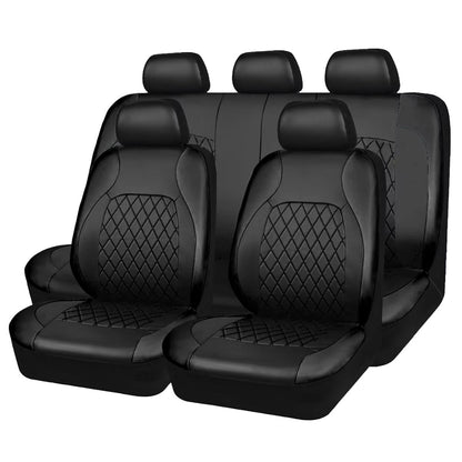AutoLuxe AllSeason PU Leather Car Seat Cover Set  Waterproof Quilted Universal Fit Protector For Se 6