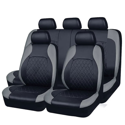AutoLuxe AllSeason PU Leather Car Seat Cover Set  Waterproof Quilted Universal Fit Protector For Se 7