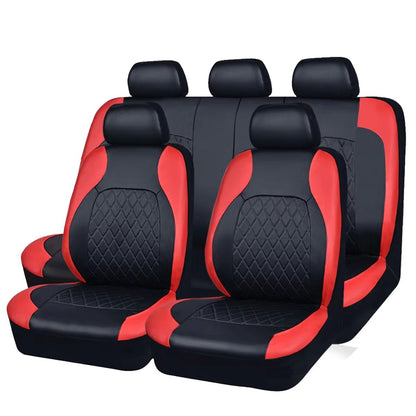 AutoLuxe AllSeason PU Leather Car Seat Cover Set  Waterproof Quilted Universal Fit Protector For Se 8