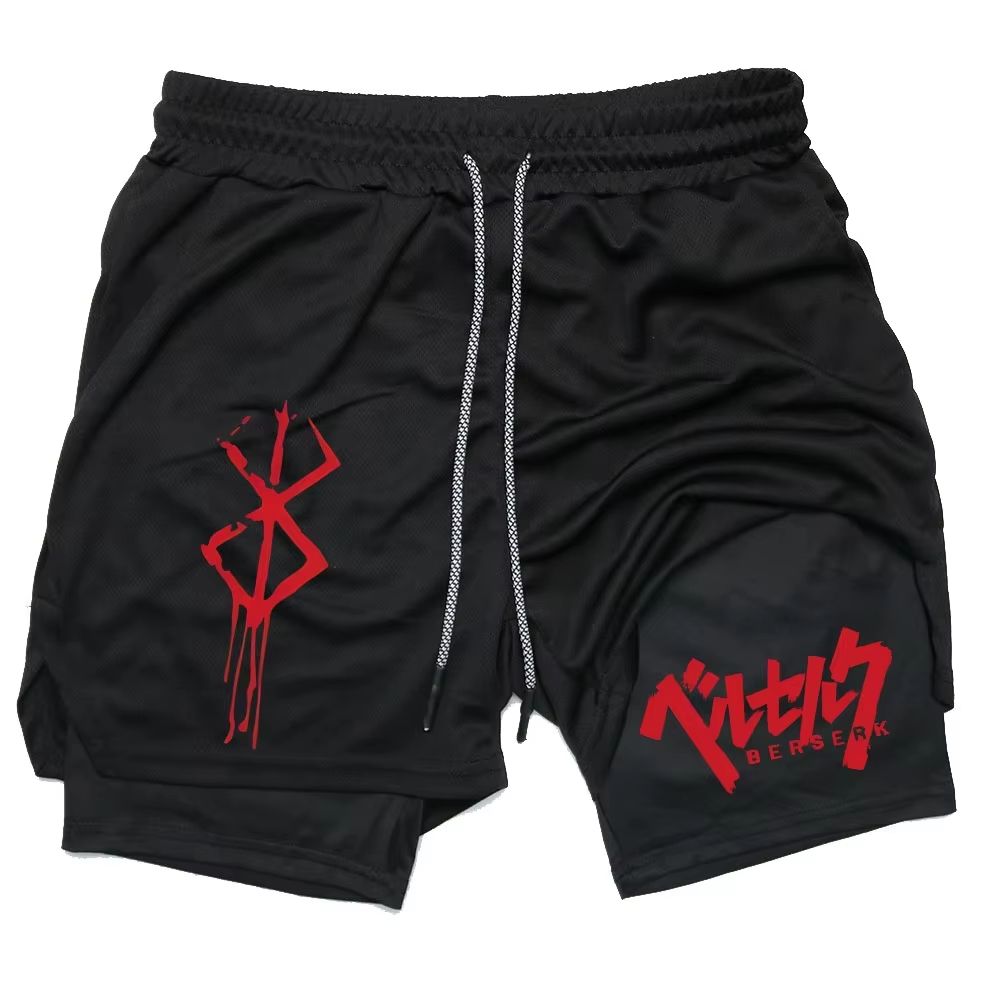 Berserk 2-in-1 Men's Performance Running Shorts – Compression Inner Layer Training Gym Shorts with Pockets