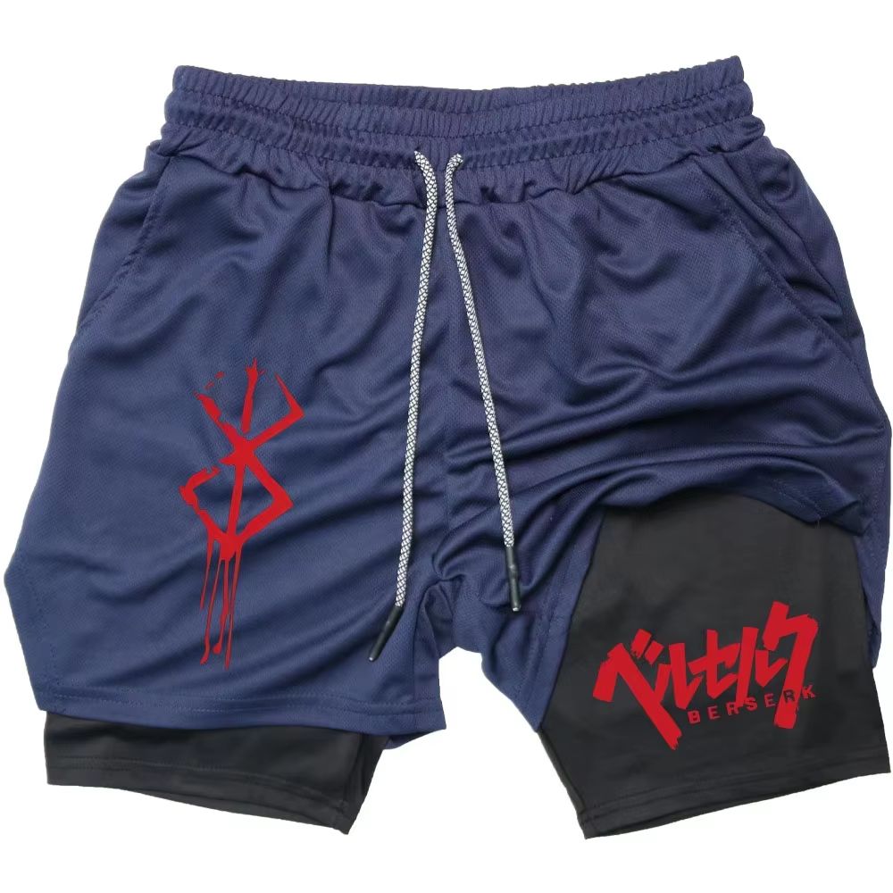 Berserk 2in1 Mens Performance Running Shorts  Compression Inner Layer Training Gym Shorts With Pock 10
