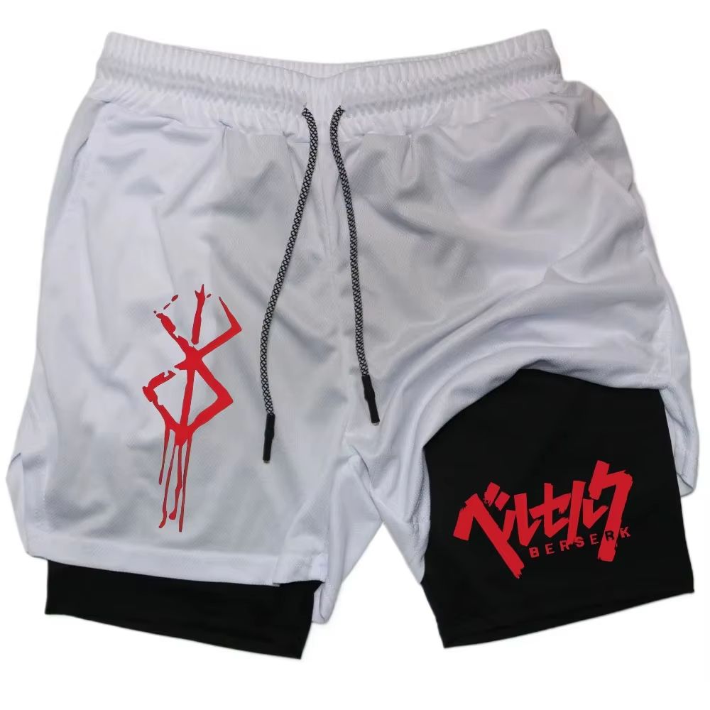 Berserk 2in1 Mens Performance Running Shorts  Compression Inner Layer Training Gym Shorts With Pock 1