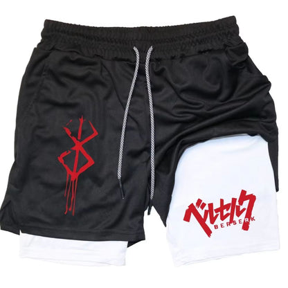 Berserk 2in1 Mens Performance Running Shorts  Compression Inner Layer Training Gym Shorts With Pock 3