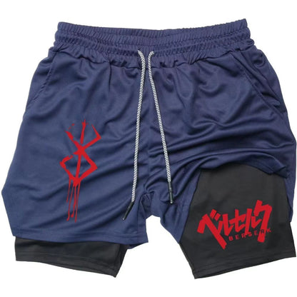 Berserk 2in1 Mens Performance Running Shorts  Compression Inner Layer Training Gym Shorts With Pock 4