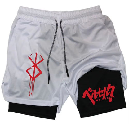 Berserk 2in1 Mens Performance Running Shorts  Compression Inner Layer Training Gym Shorts With Pock 7