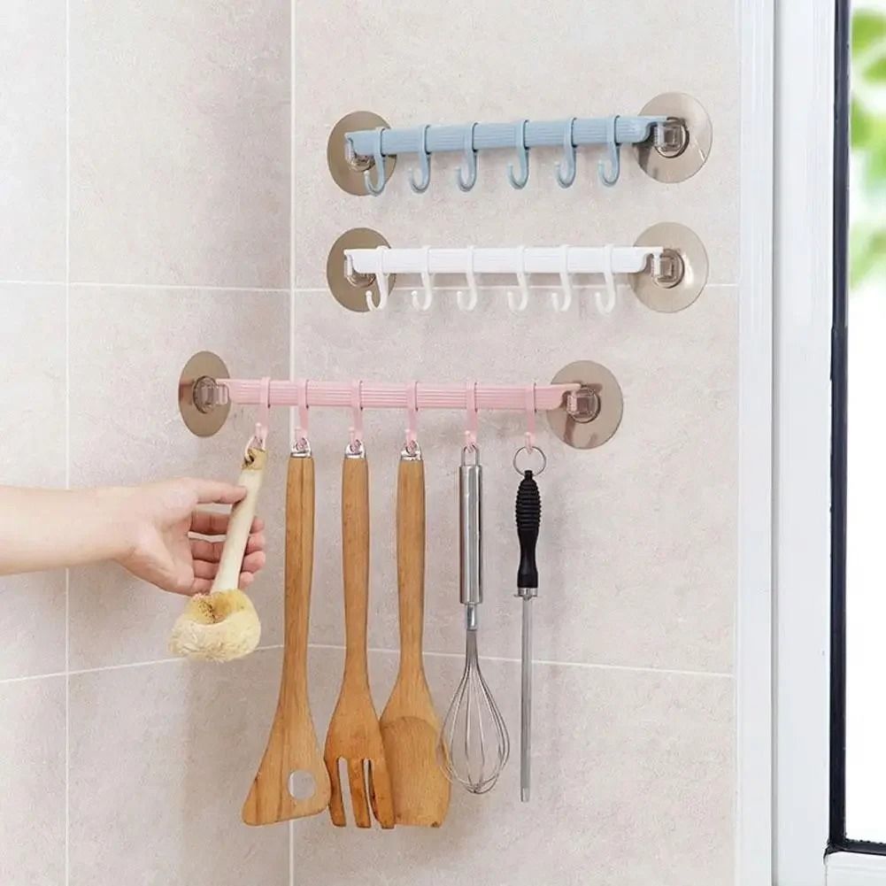 6-Row Suction Cup Corner Hook for Kitchen & Bathroom