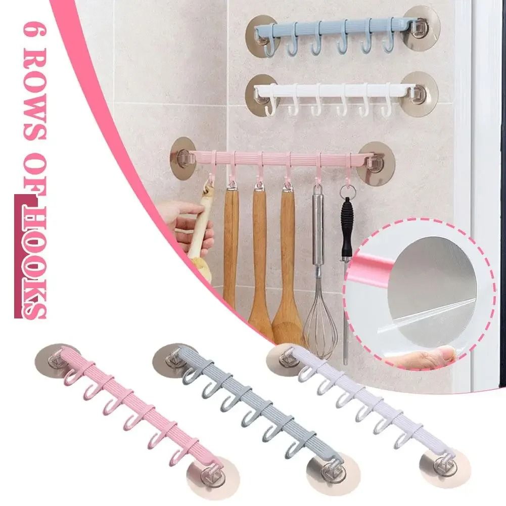 6Row Suction Cup Corner Hook For Kitchen  Bathroom 2