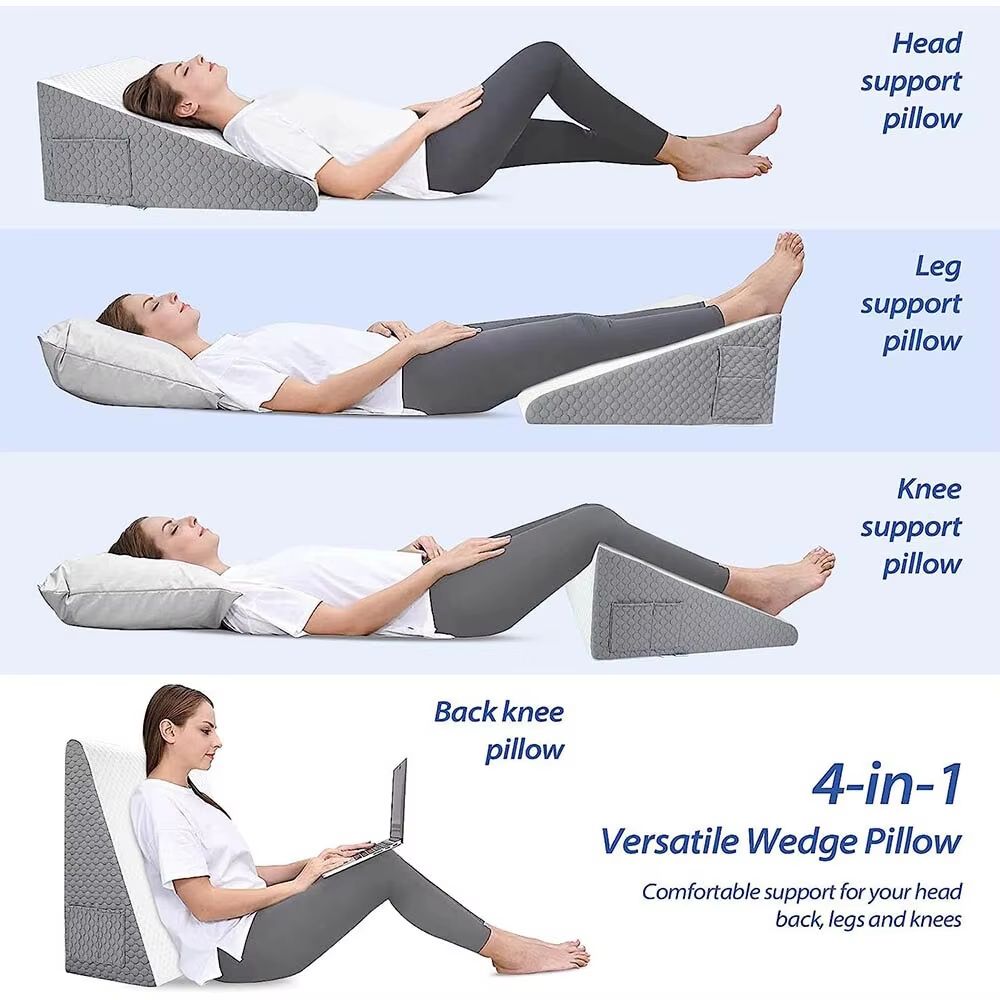 Orthopedic Wedge Pillow For Sleeping  Elevated Triangle Foam Support For Acid Reflux PostSurgery Re 3
